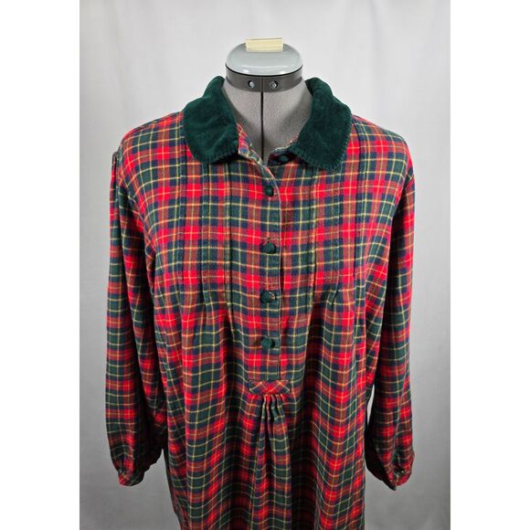 Victoria's Secret Country Babydoll Flannel Nightgown Velvet Collar Red & Green M - Picture 5 of 8